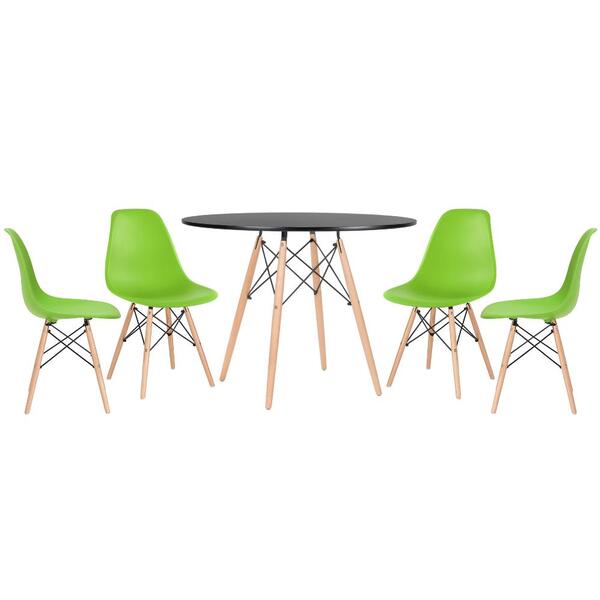 Kit - Mesa Redonda Eames 100 Cm Preto + 4 Cadeiras Eiffel Dsw