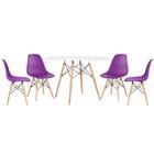 Kit - Mesa Redonda Eames 120 Cm Branco + 4 Cadeiras Eiffel Ds