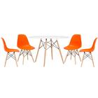 Kit - Mesa Redonda Eames 120 Cm Branco + 4 Cadeiras Eiffel Ds