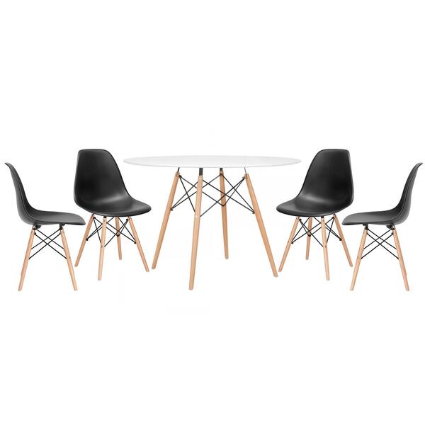 Kit - Mesa Redonda Eames 120 Cm Branco + 4 Cadeiras Eiffel Ds