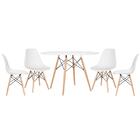 Kit - Mesa Redonda Eames 120 Cm Branco + 4 Cadeiras Eiffel Ds