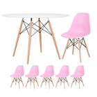 Kit - Mesa Redonda Eames 120 Cm Branco + 5 Cadeiras Eiffel Ds