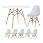 Kit - Mesa Redonda Eames 120 Cm Branco + 5 Cadeiras Eiffel Ds