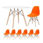 Kit - Mesa Redonda Eames 120 Cm Branco + 6 Cadeiras Eiffel Ds