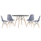 Kit - Mesa Redonda Eames 120 Cm Preto + 4 Cadeiras Eiffel Dsw