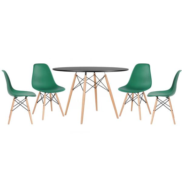 Kit - Mesa Redonda Eames 120 Cm Preto + 4 Cadeiras Eiffel Dsw