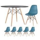 Kit - Mesa Redonda Eames 120 Cm Preto + 5 Cadeiras Eiffel Dsw