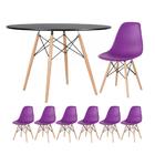 Kit - Mesa Redonda Eames 120 Cm Preto + 6 Cadeiras Eiffel Dsw