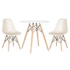 Kit - Mesa Redonda Eames 70 Cm Branco + 2 Cadeiras Eiffel Dsw