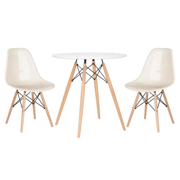 Kit - Mesa Redonda Eames 70 Cm Branco + 2 Cadeiras Eiffel Dsw