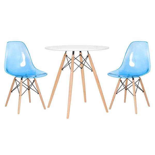 Kit - Mesa Redonda Eames 70 Cm Branco + 2 Cadeiras Eiffel Dsw