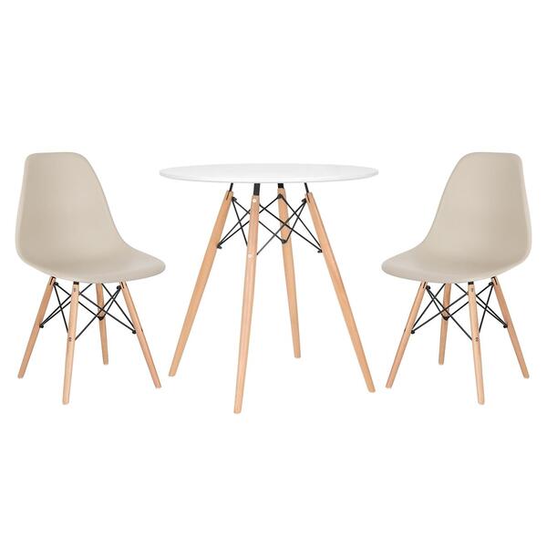 Kit - Mesa Redonda Eames 70 Cm Branco + 2 Cadeiras Eiffel Dsw