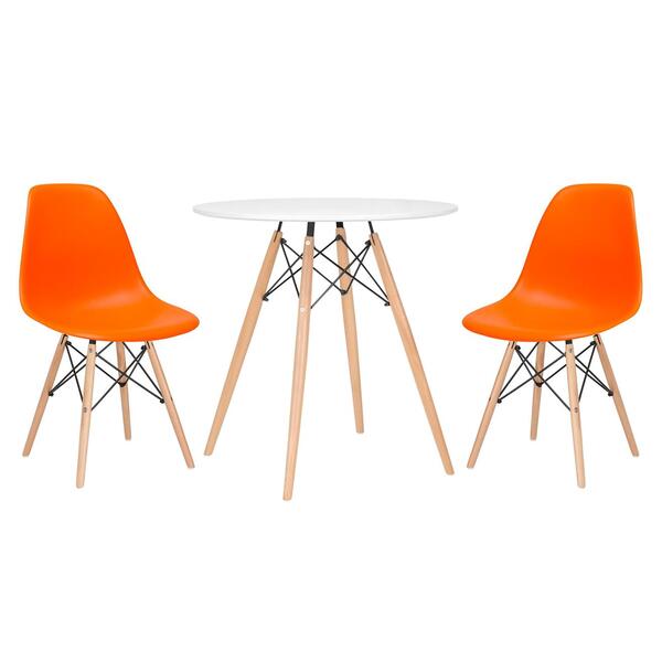 Kit - Mesa Redonda Eames 70 Cm Branco + 2 Cadeiras Eiffel Dsw