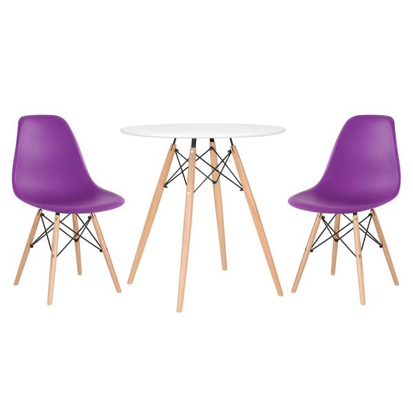Kit - Mesa Redonda Eames 70 Cm Branco + 2 Cadeiras Eiffel Dsw