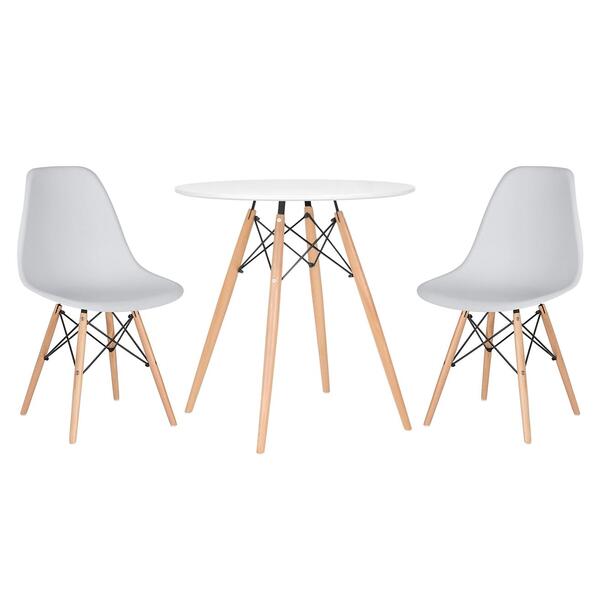 Kit - Mesa Redonda Eames 70 Cm Branco + 2 Cadeiras Eiffel Dsw