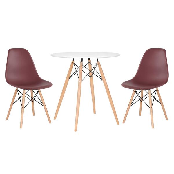 Kit - Mesa Redonda Eames 70 Cm Branco + 2 Cadeiras Eiffel Dsw