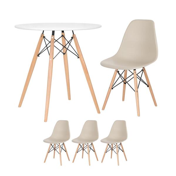 Kit - Mesa Redonda Eames 70 Cm Branco + 3 Cadeiras Eiffel Dsw