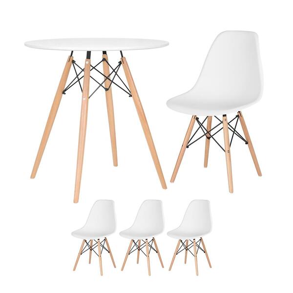 Kit - Mesa Redonda Eames 70 Cm Branco + 3 Cadeiras Eiffel Dsw