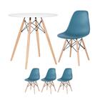 Kit - Mesa Redonda Eames 70 Cm Branco + 3 Cadeiras Eiffel Dsw