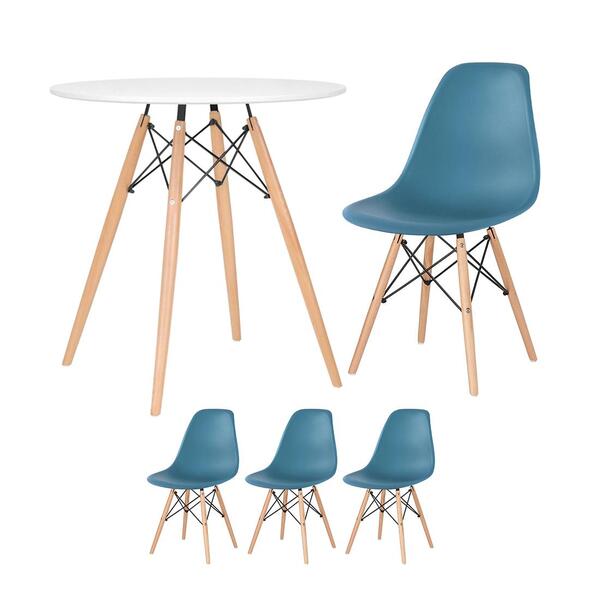 Kit - Mesa Redonda Eames 70 Cm Branco + 3 Cadeiras Eiffel Dsw