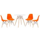 Kit - Mesa Redonda Eames 70 Cm Branco + 4 Cadeiras Eiffel Dsw
