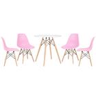 Kit - Mesa Redonda Eames 70 Cm Branco + 4 Cadeiras Eiffel Dsw