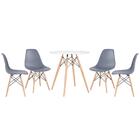 Kit - Mesa Redonda Eames 70 Cm Branco + 4 Cadeiras Eiffel Dsw