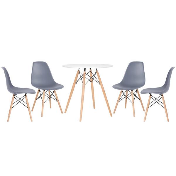 Kit - Mesa Redonda Eames 70 Cm Branco + 4 Cadeiras Eiffel Dsw