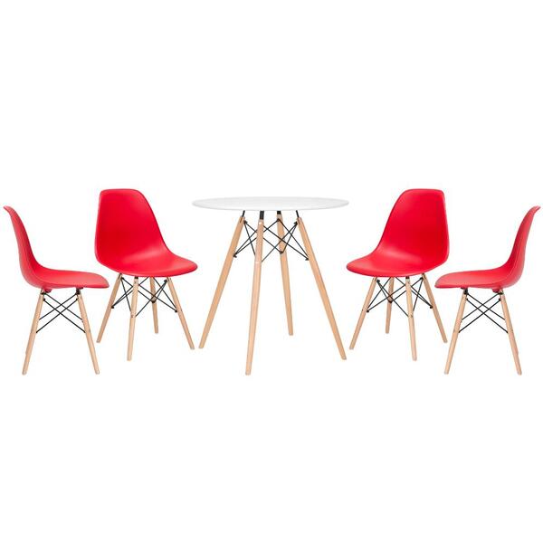 Kit - Mesa Redonda Eames 70 Cm Branco + 4 Cadeiras Eiffel Dsw