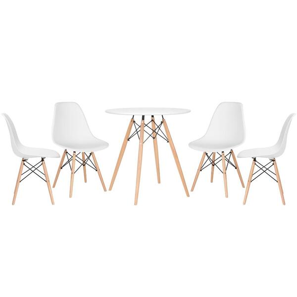 Kit - Mesa Redonda Eames 70 Cm Branco + 4 Cadeiras Eiffel Dsw