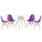 Kit - Mesa Redonda Eames 70 Cm Branco + 4 Cadeiras Eiffel Dsw