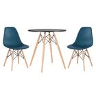 Kit - Mesa Redonda Eames 70 Cm Preto + 2 Cadeiras Eiffel Dsw