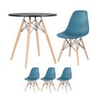Kit - Mesa Redonda Eames 70 Cm Preto + 3 Cadeiras Eiffel Dsw