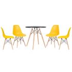 Kit - Mesa Redonda Eames 70 Cm Preto + 4 Cadeiras Eiffel Dsw