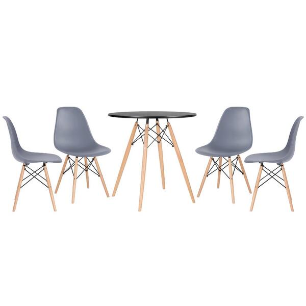 Kit - Mesa Redonda Eames 70 Cm Preto + 4 Cadeiras Eiffel Dsw