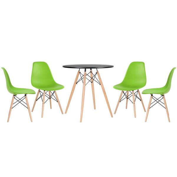Kit - Mesa Redonda Eames 70 Cm Preto + 4 Cadeiras Eiffel Dsw