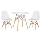 Kit - Mesa Redonda Eames 80 Cm Branco + 2 Cadeiras Estofadas