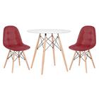 Kit - Mesa Redonda Eames 80 Cm Branco + 2 Cadeiras Estofadas