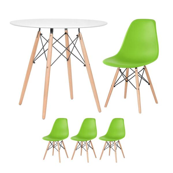 Kit - Mesa Redonda Eames 80 Cm Branco + 3 Cadeiras Eiffel Dsw