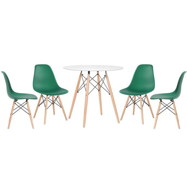 Kit - Mesa Redonda Eames 80 Cm Branco + 4 Cadeiras Eiffel Dsw