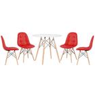 Kit - Mesa Redonda Eames 80 Cm Branco + 4 Cadeiras Estofadas