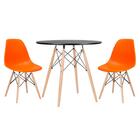 Kit - Mesa Redonda Eames 80 Cm Preto + 2 Cadeiras Eiffel Dsw