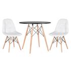 Kit - Mesa Redonda Eames 80 Cm Preto + 2 Cadeiras Estofadas E