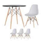 Kit - Mesa Redonda Eames 80 Cm Preto + 3 Cadeiras Eiffel Dsw