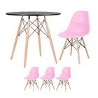 Kit - Mesa Redonda Eames 80 Cm Preto + 3 Cadeiras Eiffel Dsw
