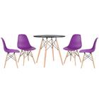 Kit - Mesa Redonda Eames 80 Cm Preto + 4 Cadeiras Eiffel Dsw