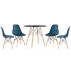 Kit - Mesa Redonda Eames 80 Cm Preto + 4 Cadeiras Eiffel Dsw