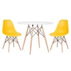 Kit - Mesa Redonda Eames 90 Cm Branco + 2 Cadeiras Eiffel Dsw