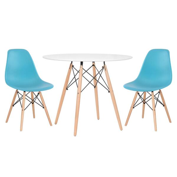 Kit - Mesa Redonda Eames 90 Cm Branco + 2 Cadeiras Eiffel Dsw