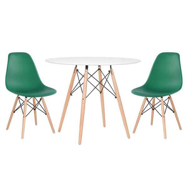Kit - Mesa Redonda Eames 90 Cm Branco + 2 Cadeiras Eiffel Dsw